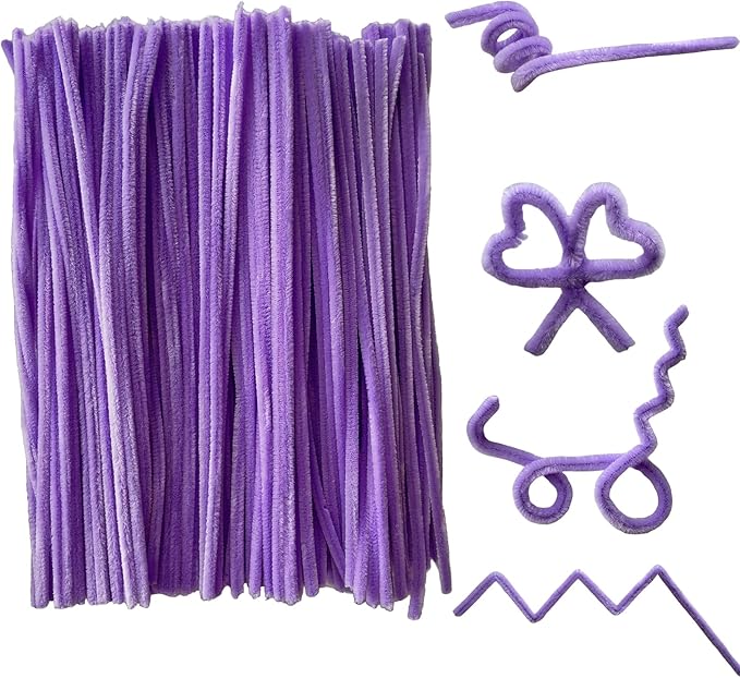 Qirimoi Purple Pipe Cleaners Craft Pipe Cleaners Bulk Pipecleaners Crafts Supplies，200Pcs Purple