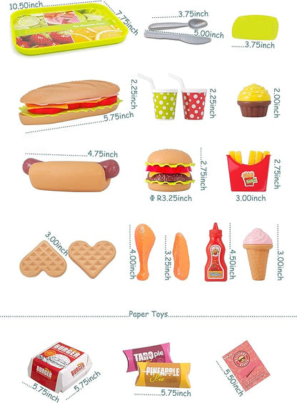 U DREAM Pretend Play Food Sets, Building Toy Burger Playset, Play Kitchen Accessories, Realistic Sandwiches.