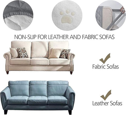 Ameritex Couch Sofa Slipcover 100% Waterproof Nonslip Quilted Furniture Protector Slipcover for Dogs, Children, Pets Sofa Slipcover Machine Washable (Light Grey, 78'')
