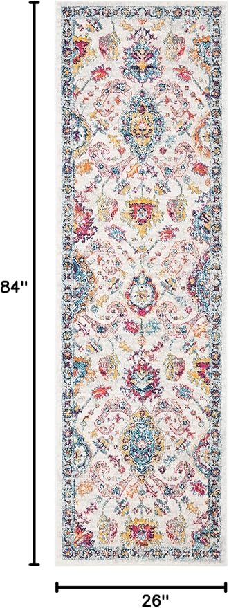 SAFAVIEH Evoke Collection 2'2" x 7' Cream / Orange EVK255B Boho Non-Shedding Living Room Entryway Foyer Hallway Bedroom Runner Rug