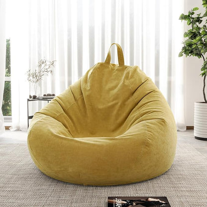 Child Bean Bag Cover(No Filler), Polyester White Bean Bag Cover Stuffable Bean Bag Memory Foam Soft Premium Corduroy Stuffable Bean Bag Plush Toy For Kids,35"*30"*30"