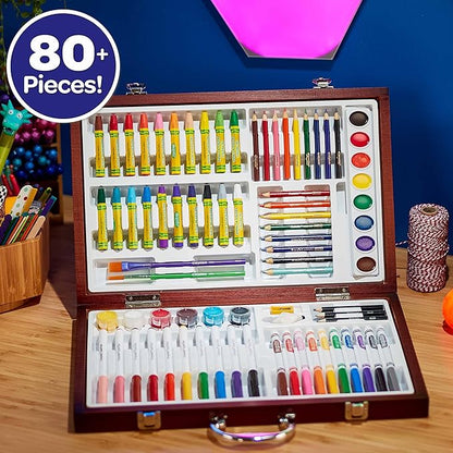 Crayola Wooden Art Set, 80+ Pcs, Arts and Crafts for Kids 8+, Artists Gifts