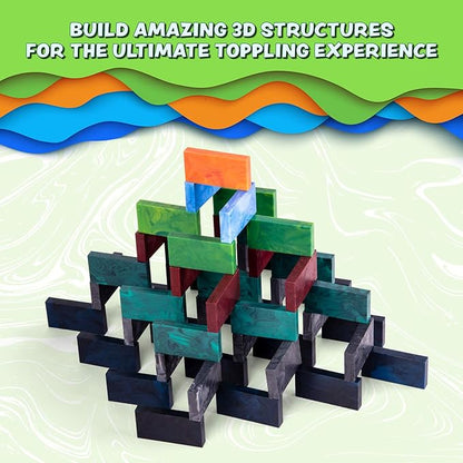 Bulk Dominoes Plastic Bulk 100pcs | Dominoes Set, STEM STEAM Small Toys, Family Games for Kids, Kids Toys and Games (Storm Mix)