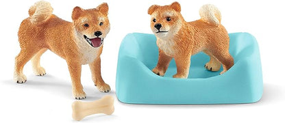 Schleich Shiba Inu Mother and Puppy, 4-piece set, Ages 3+