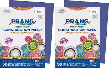 SunWorks 7403 Construction Paper, 9" x 12", 50 Sheets/Pack, Blue (Pack of 2)