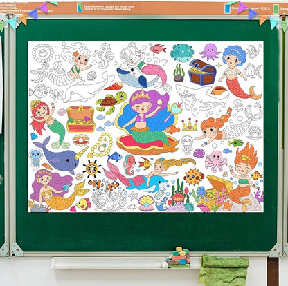 3Pack Giant Coloring Poster, Large Coloring Poster for Kids, Dinosaur, Mermaid, and Sea Animal Huge Big Coloring Page Craft with for Classroom Home Coloring Activities Birthday Gifts Party Favors