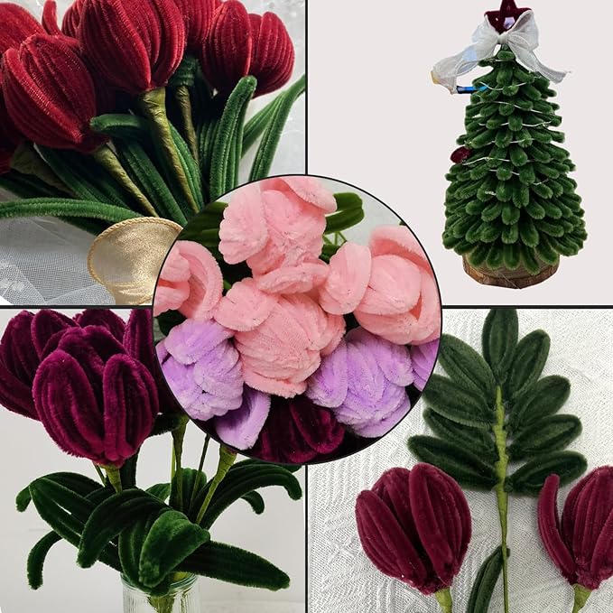 Cldamecy 100 pcs Moss Green Pipe Cleaners with 20 pcs Googly Eyes,Chenille Stems for Craft Project,Craft Pipe Cleaners for DIY Projects,Arts and Holiday Decoration