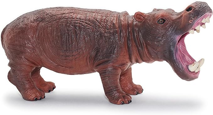 Gemini&Genius Safari Animal Toys, Hippo Figurine Toy, Wildlife World Action Figures, Great Gifts, Collection, Cake Topper, Storytelling Props and Room Decor for Kids 4 Years Old and Up