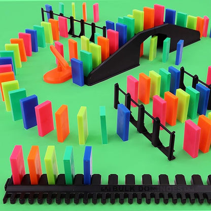 Bulk Dominoes Pro-Domino Kit | Dominoes Set, STEM STEAM Small Toys, Family Games for Kids, Kids Toys and Games, Building, Toppling, Chain Reaction Sets (Neon Basic)