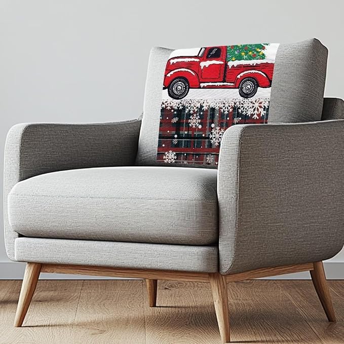 Christmas Decor Truck Recliner Headrest Protector Wear Resistant Head Rest Cover for Recliner Soft Sofa Arm and Head Protectors for Home Couch Loveseats Decoration 2pcs