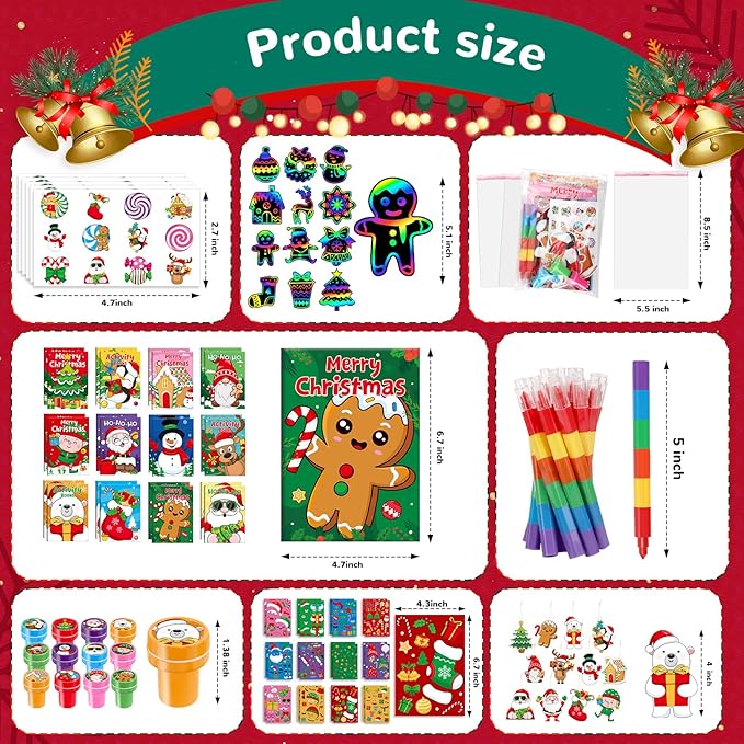 BenLouis Christmas Party Favors for Kids Christmas Classroom Gifts Prize Stockings Filler Coloring Books Bulk for Students Crafts Xmas Holiday School Goodie Bag Stuffer（24Set Gingerbread）