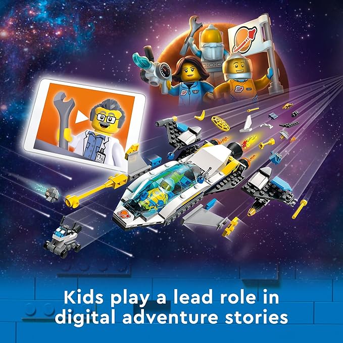 Lego City Mars Spacecraft Exploration Missions 60354 Interactive Digital Building Toy Set - with Astronaut Minifigures and Spaceship, Traverse The Stars, Great Gift for Kids, Boys, and Girls Ages 6+