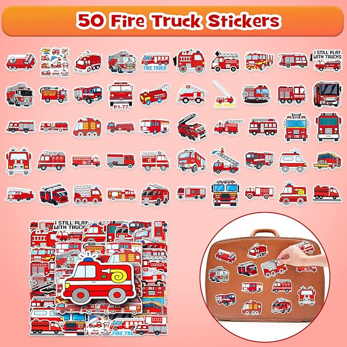 Lorfancy 98 Pcs Firefighter Party Favors Supplies Kids Firefighter Slap Bracelets Rubber Silicone Wristbands Fire Truck Stickers Toddler Fireman Party Supplies Goodie Bag Fillers Gifts for 3 4 5 6 7 8