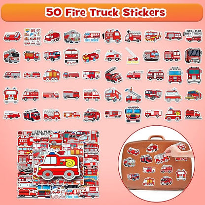 Lorfancy 98 Pcs Firefighter Party Favors Supplies Kids Firefighter Slap Bracelets Rubber Silicone Wristbands Fire Truck Stickers Toddler Fireman Party Supplies Goodie Bag Fillers Gifts for 3 4 5 6 7 8