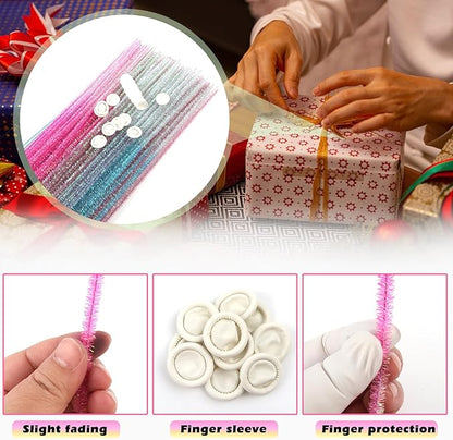 TOAOB 100pcs Gradient Glitter Pipe Cleaners 10 Colors Chenille Stems for Crafts 12 Inch Fuzzy Sticks Craft Supplies for DIY Art Craft Projects Home Decorations