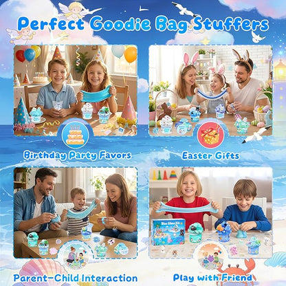 12 Pack Slimes, Blue Slime Kit, Clear Butter Slimes Cloud Slimes Fluffy DIY Kit for Girls Boys, Slime Party Favors Goodie Bag Easter Basket Stuffers, 4 5 6 7 8 9 10 Year Old Birthday Gift Cute Stuff