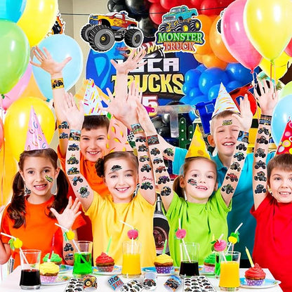 Monster Truck Party Favors 24 Pcs Monster Truck Slap Bracelets 80 Pcs Monster Truck Tattoos Monster Truck Birthdays Party Supplies Decorations Gifts for Kids Boys Classroom Rewards