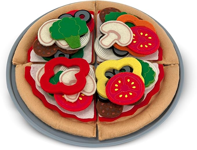 Melissa & Doug Felt Food Mix 'n Match Pizza Play Food Set (42 pcs) - Felt Pizza Play Set For Kids Kitchen, Pretend Play Pizza, Felt Pizza Toy For Toddlers And Kids Ages 2+