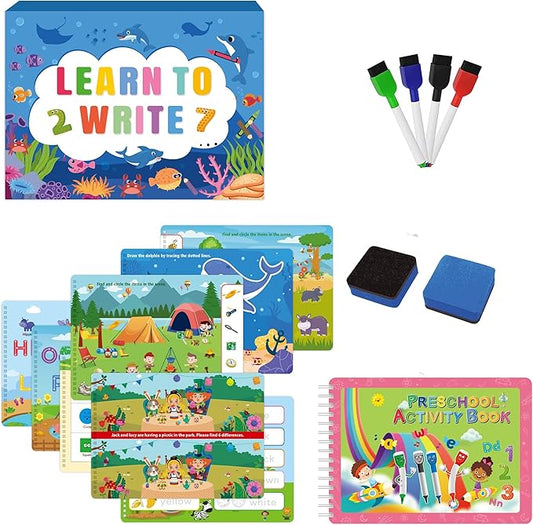 TIIANO Montessori Educational Toys for Toddlers - Preschool Learning Activities for 2-4 Year Olds, Dry Erase Marker Set with Kindergarten Workbooks, Preschool Classroom Must-Haves Recently