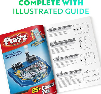 Playz Electrical Circuit Board Engineering Kit for Kids with 25+ STEM Projects Teaching Electricity, Voltage, Currents, Resistance, & Magnetic Science | Gift for Children Age 8, 9, 10, 11, 12, 13+