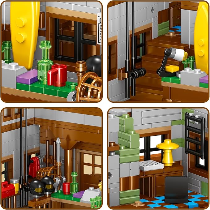1881PCS Fishing Village Wood Cabin mini Building Blocks Toys with Led Lighting,Creative Ideals Fishing House Building Sets, Best Choice for 6+ Boys, Girls or Adults(Not Compatible with Lego)