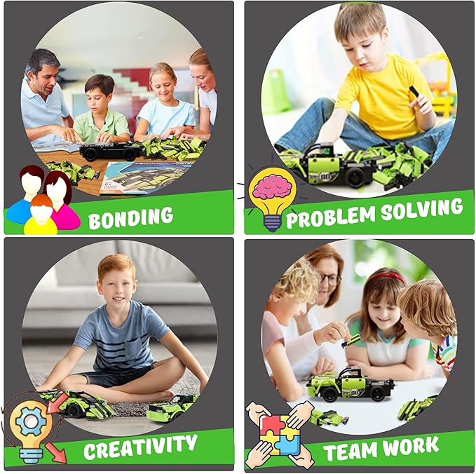 Remote Control Car Building Toys for Age 8-13 Fun STEM Toys for Kids 2 in 1 Model Car Kit to Build Educational Engineering Building Blocks Set Birthday Gift for 7 8 9 10+ Year Old Boys
