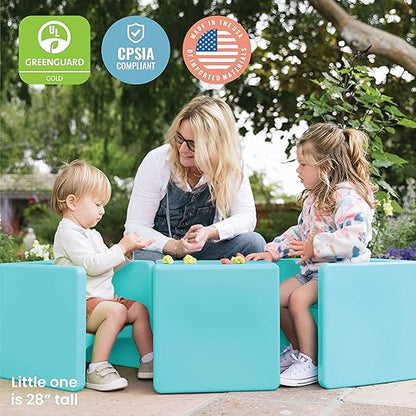ECR4Kids Tri-Me 3-In-1 Cube Chair, Kids Furniture, Aqua