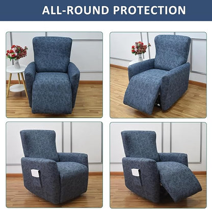 NILUOH Stretch Recliner Cover 4 Pieces Printed Lazy Boy Chair Covers Recliner Sofa Slipcover Anti-Slip Fitted Furniture Protector with Elastic Bottom, 16