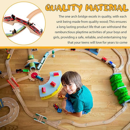 Kigley Wood Train Track Expansion Wooden Train Track Accessories Wooden Bridge for Most Major Toy Railway