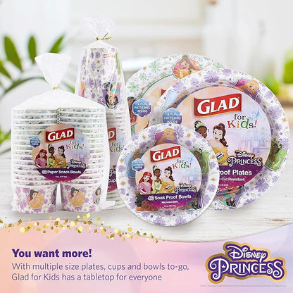 Glad for Kids Disney Princess 12oz Paper Bowls Disney Princess Paper Bowls, Kids Bowls, Kid-Friendly Paper Bowls for Everyday Use, 12oz Paper Bowls 40 Ct