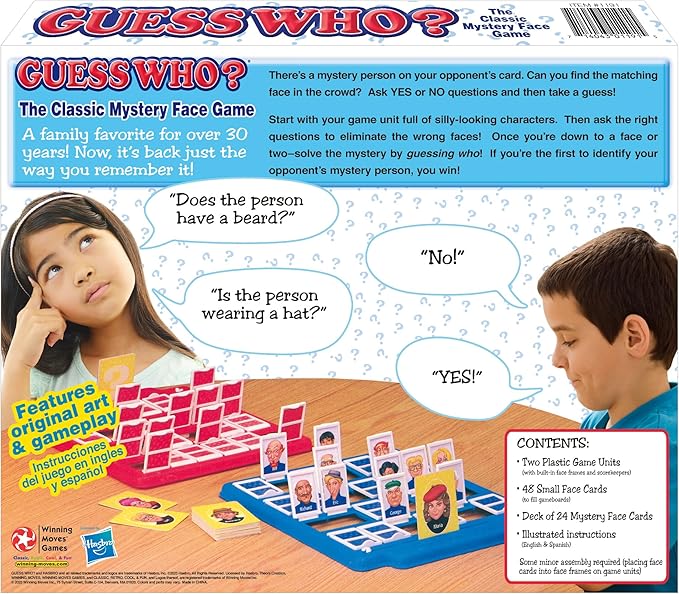 Guess Who? Board Game with Classic Characters by Winning Moves Games USA, Classic Children's Mystery Board Game of Deduction for 2 Players, Ages 6+ (1191)