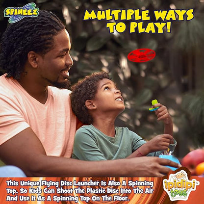 IPIDIPI TOYS Light Up Spinning Tops and Flying Saucer Disc - UFO Light Up Spinner - Stocking Stuffers, Kids Party Favors, School Prize Box Toys, Goodie Bag Fillers - Orange, Pack of 12