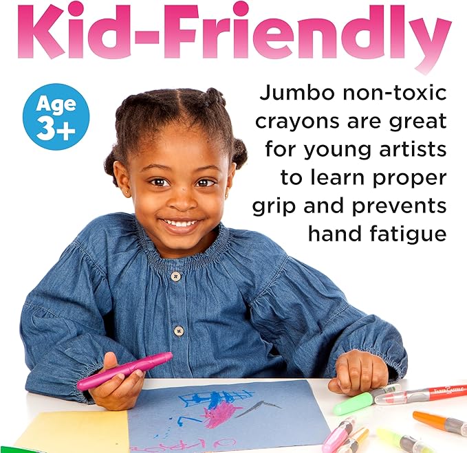 Faber-Castell Metallic Gel Crayons: 6 Vibrant Gel Crayons in Durable Storage Case: Twistable Crayons for Toddler Coloring, Kids Drawing and Arts and Crafts for Ages 3-4+