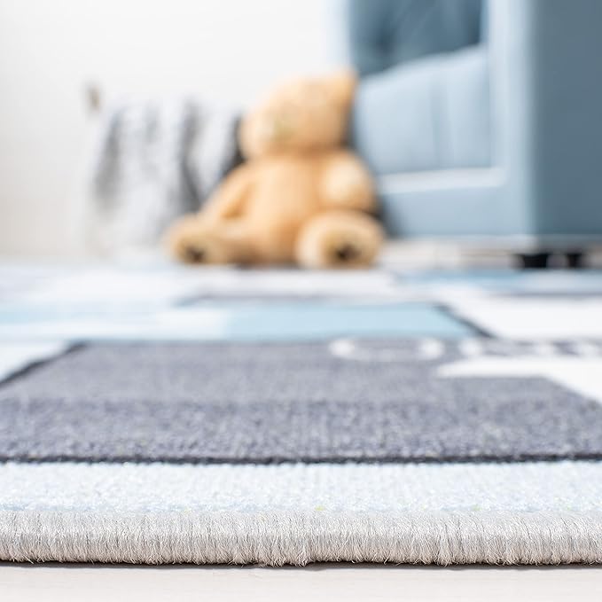 SAFAVIEH Kids Playhouse Collection Area Rug - 7'9" x 10', Grey & Blue, Non-Shedding Machine Washable & Slip Resistant Ideal for High Traffic Areas for Boys & Girls in Playroom, Bedroom (KPH226F)