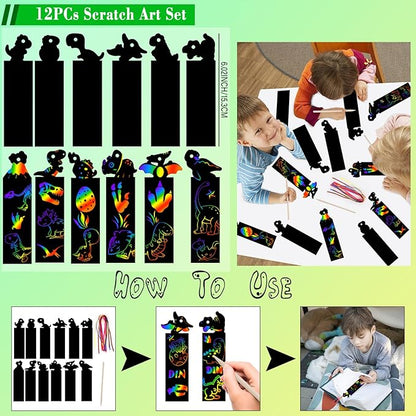 120Pcs Dinosaur Party Favors Dinosaur Birthday Party Supplies Dinosaur Stamps Slap Bracelets Keychains Rings Stickers Temporary Tattoos Bookmarks for Kids Dinosaur Pinata Bags Fillers Classroom Prizes