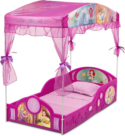 Delta Children - Disney Princess Plastic Sleep and Play Toddler Bed with Canopy, Pink