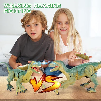 VERTOY Remote Control Dinosaur Toys for Kids - Build a Big Walking Velociraptor Dino with Light and Sound, Birthday Gift Ideas for Boys and Girls 3-5 5-7 8-12 Year Old