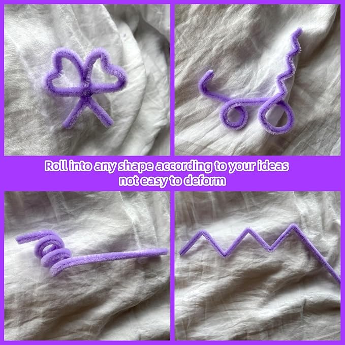 Qirimoi Purple Pipe Cleaners Craft Pipe Cleaners Bulk Pipecleaners Crafts Supplies，200Pcs Purple