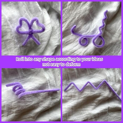 Qirimoi Purple Pipe Cleaners Craft Pipe Cleaners Bulk Pipecleaners Crafts Supplies，200Pcs Purple