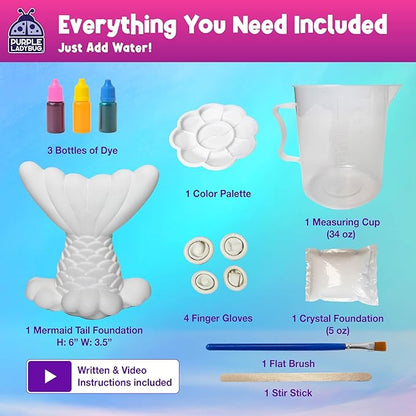 PURPLE LADYBUG Crystal Growing Kit for Kids - All-in-One Educational Gifts for Girls 8-12 Years Old, Crystal Making Experiment, Mermaid Theme STEM Kit for Girls, Fun Science Activity for Kids