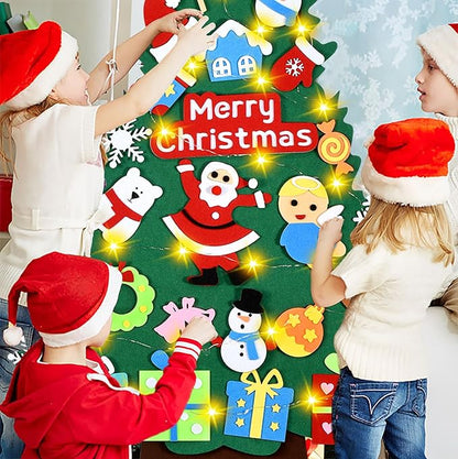 Felt Christmas Tree - 3.4 FT Christmas Decorations for Toddlers with 30 Pcs Ornaments,DIY Xmas Gifts for Door Wall Hanging Decorations