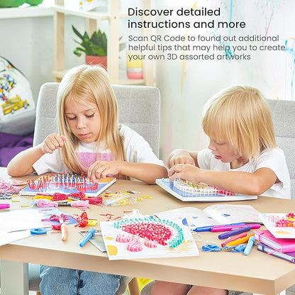 Arteza Kids String Art Kit, Set of 5 Assorted Designs, Plastic Pushpins, Art Supplies for Kids Craft Projects and Free Time Activities