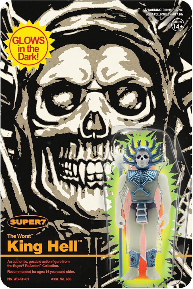 Super7 The Worst King Hell (Monster Glow) - 3.75" The Worst Action Figure with Accessory Collectibles and Retro Toys