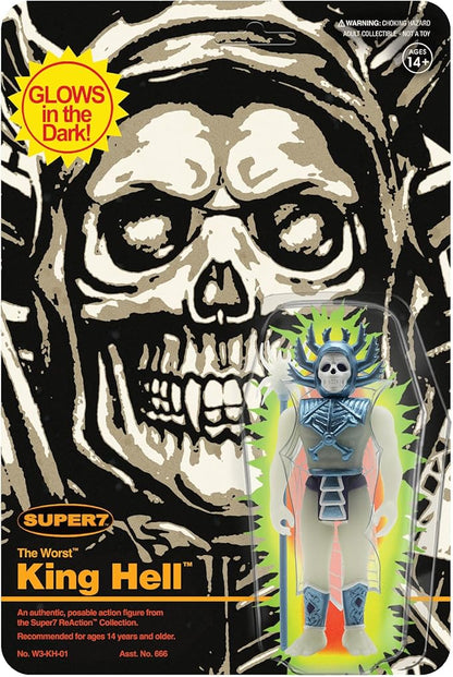 Super7 The Worst King Hell (Monster Glow) - 3.75" The Worst Action Figure with Accessory Collectibles and Retro Toys