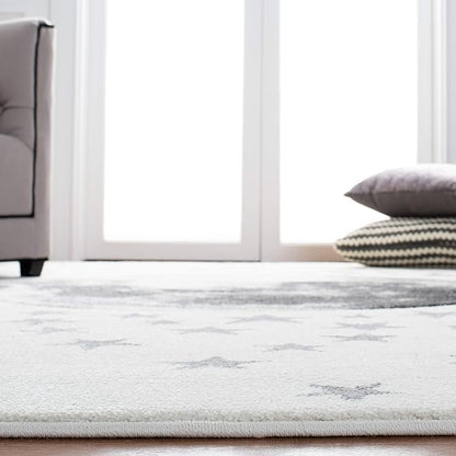 SAFAVIEH Carousel Kids Collection Area Rug - 6'7" x 9', Ivory & Grey, Non-Shedding & Easy Care, Ideal for High Traffic Areas for Boys & Girls in Playroom, Nursery, Bedroom (CRK135A)