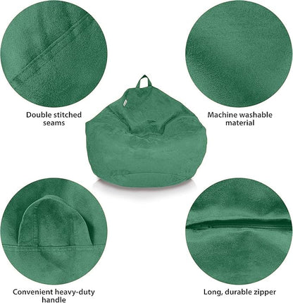 Bean Bag Stuffed Animal Storage Or Cover | No Filler | Extra Large | for Adults Or Kids | Double Stitched | Durable Zipper | Premium Microsuede