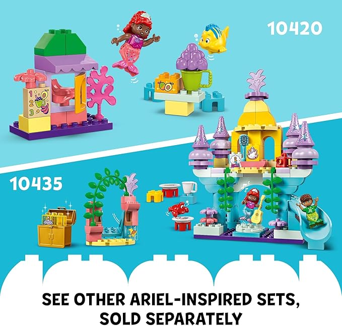 LEGO DUPLO Disney Ariel and Flounder’s Café Stand The Little Mermaid Toy, Educational Toy, Kids Play Food and Fruit, Kids Learning Toy, Building Set for Preschool Kids Ages 2 and Up, 10420