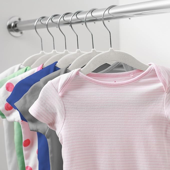 Casafield 50 Velvet Baby Hangers - 11" Size for Infant & Toddler Clothes - Ivory