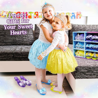 Princess Jewelry Boutique Dress Up & Elegant Shoe, Role Play Fashion Accessories of Crowns, Skirts, Necklaces, Bracelets, Rings, Gift Toys for Age 3 4 5 6 Year Old Girls Kids Toddlers Party Favors