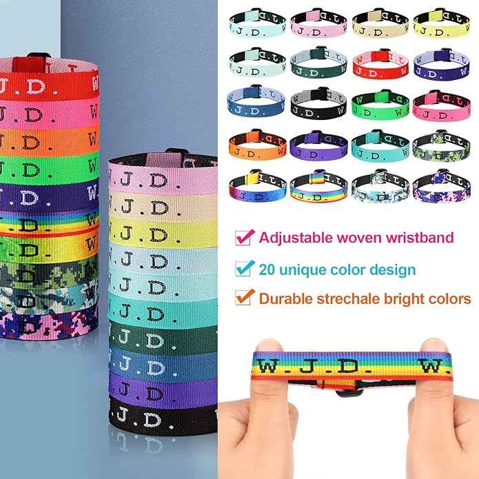 40 Pcs WWJD Bracelets What Would Jesus Do Religious Christian/ Friendship Bracelets Colorful Woven Wristbands for Men Women Boys Girls, 20 Styles
